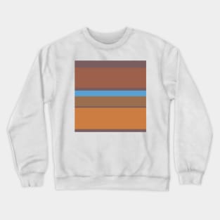 A solid bind of Faded Blue, Dirt, Dark Taupe, Earth and Dull Orange stripes. Crewneck Sweatshirt